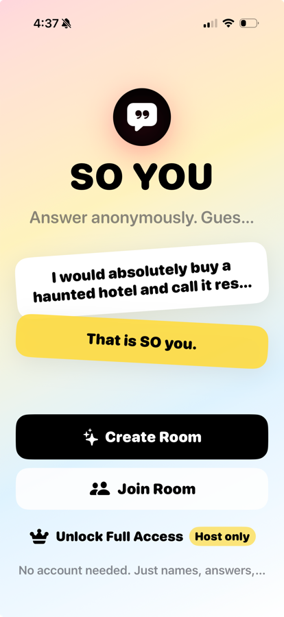 SO You! app home screen